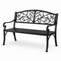 Banco de jardín de metal negro, 127 cm