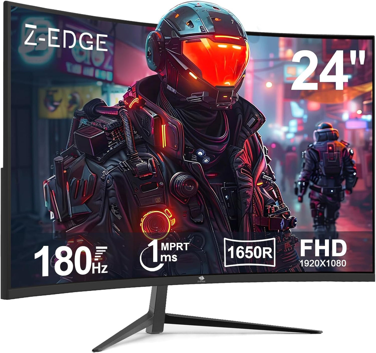 Monitor Gamer Curvo Z-Edge de 24'' 180 Hz/165 Hz/144 Hz, FHD (1920x1080), 1ms MPRT, FreeSync, Monitor Gaming con cable DP, 1650R VA, 300cd/m², HDMI 2.1 y DP 1.4, inclinación ajustable, ángulo de visión de 178°