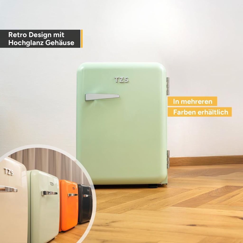 TZS First Austria - Mini nevera retro 40L - Silenciosa - Minibar vintage para dormitorio y oficina - menta