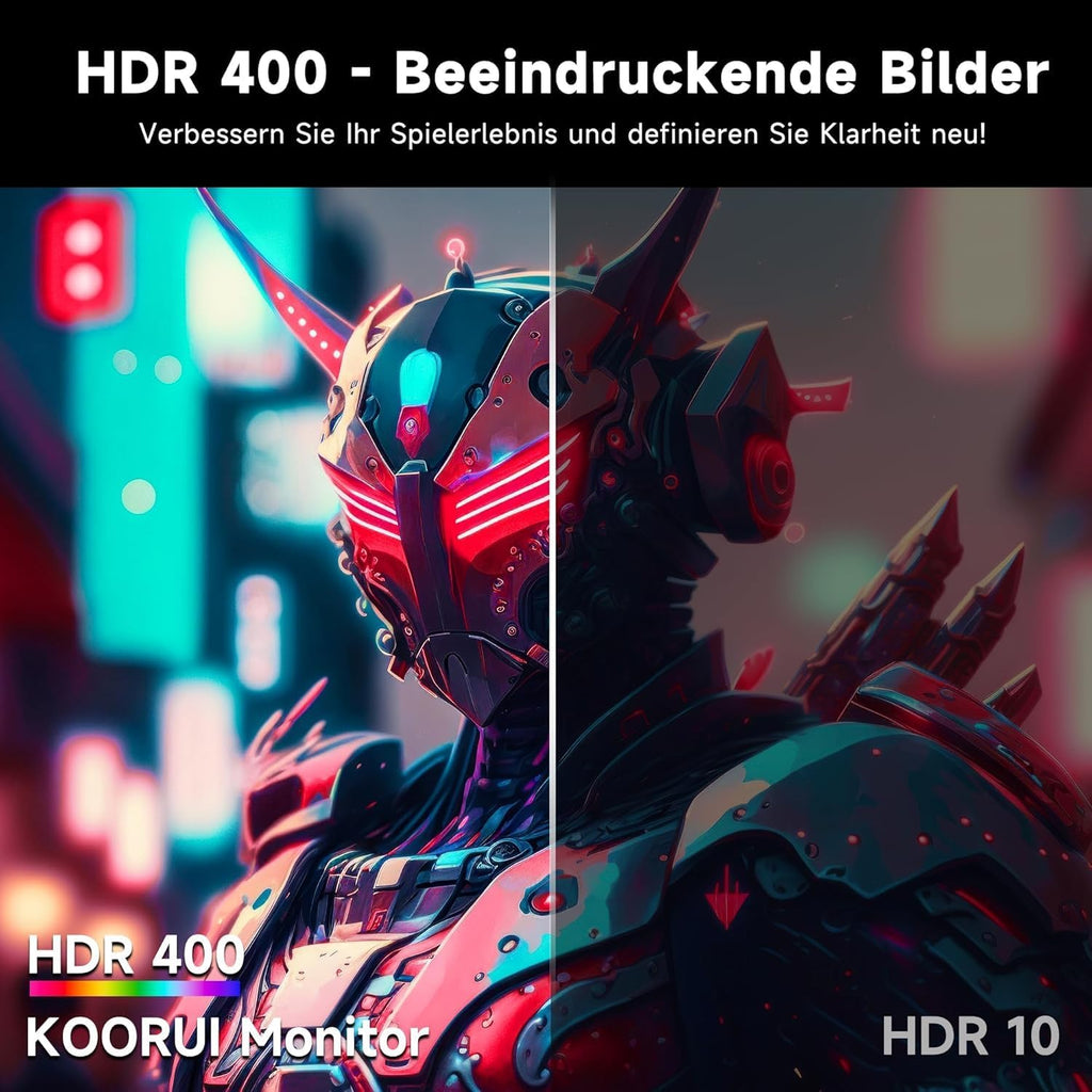 Monitor Gaming KOORUI 27 pulgadas, Fast IPS 200Hz HDR 400 1ms, Monitor de ordenador para juegos, DCI-P3 95% 350 nits, Adaptive-Sync, compatible con VESA 75 * 75mm, HDMI 2.0/DP1.4