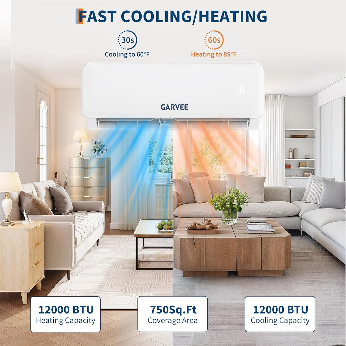 Klimaanlage Split - 12000 BTU (3.5 kW), Inverter Klimagerät mit Heizfunktion,Kühlen A++/Heizen A++, WiFi & App, Kältebringer Split Klimaanlage Wandmontage, bis 100qm, sehr leise,R32, Montagematerial