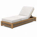 Tumbona de jardín de madera de teca y lino, ajustable, beige, 200x70x30 cm
