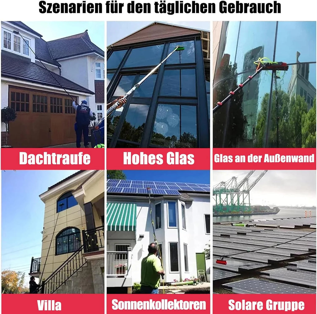 Ts Szczotka zasilana wodą – uniwersalna myjka okienna i narzędzie do czyszczenia dachu, wydajne urządzenie do czyszczenia systemu fotowoltaicznego z wysuwanym drążkiem dla łatwego dostępu i