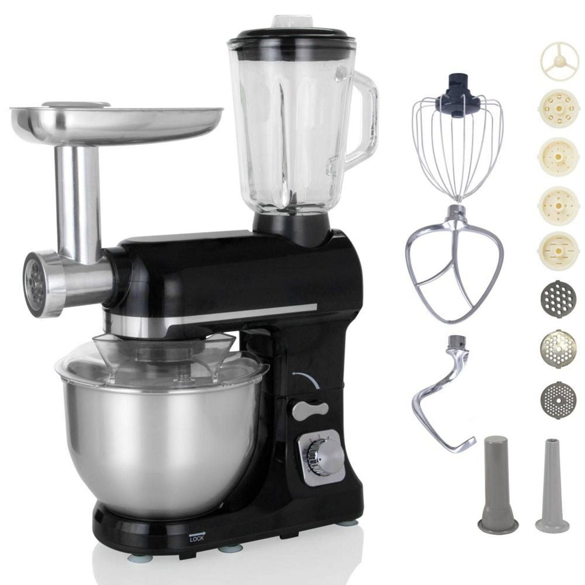 Robot multifunción Robby 5l 1000w con picadora y batidora de vaso de 1,5l de cristal
