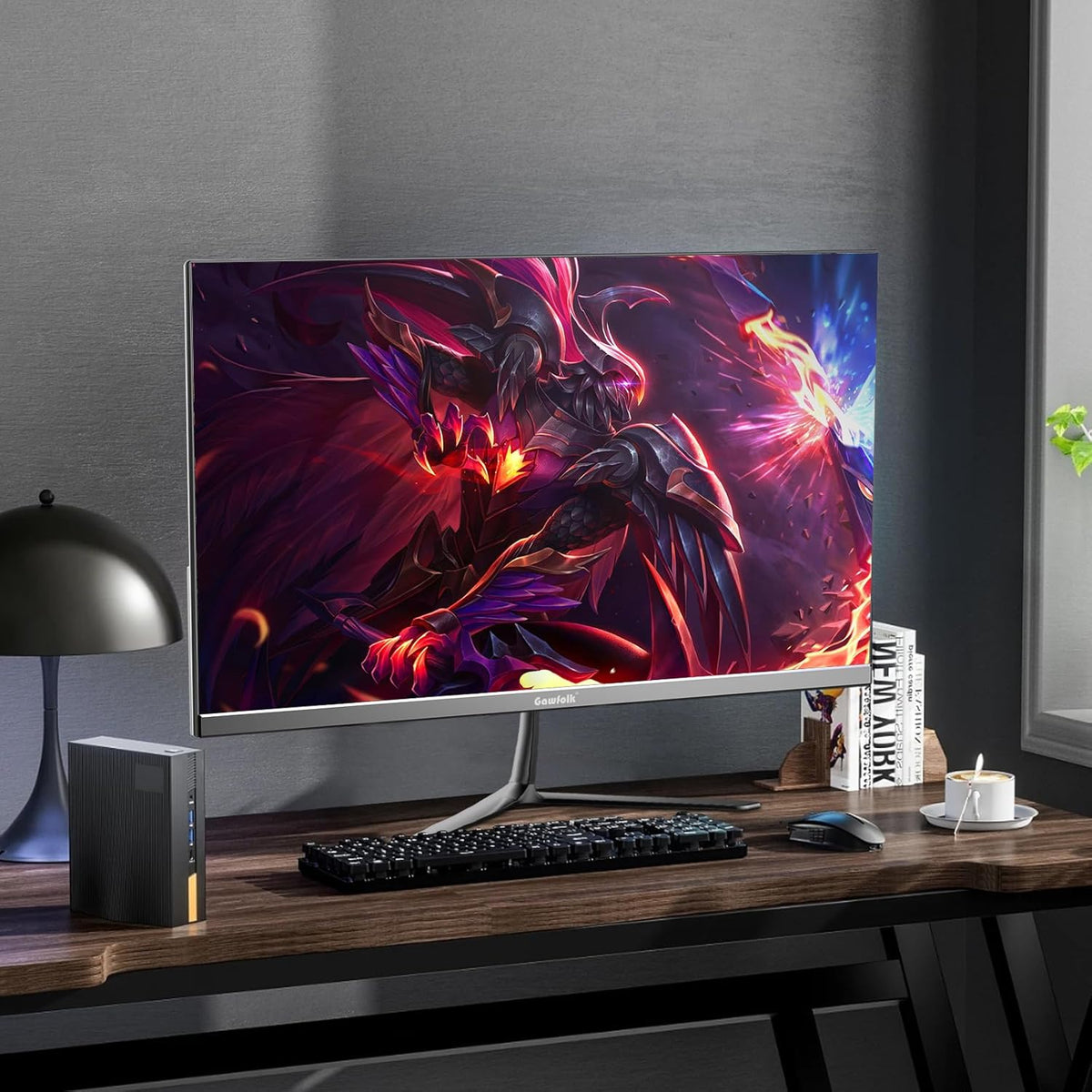 Monitor de PC Gawfolk de 24,5 pulgadas, monitor para juegos de 200 Hz, FHD 1080p, altavoces integrados, 1 ms, FreeSync, 99% sRGB, ángulo de visión de 178°, HDMI, DisplayPort, negro