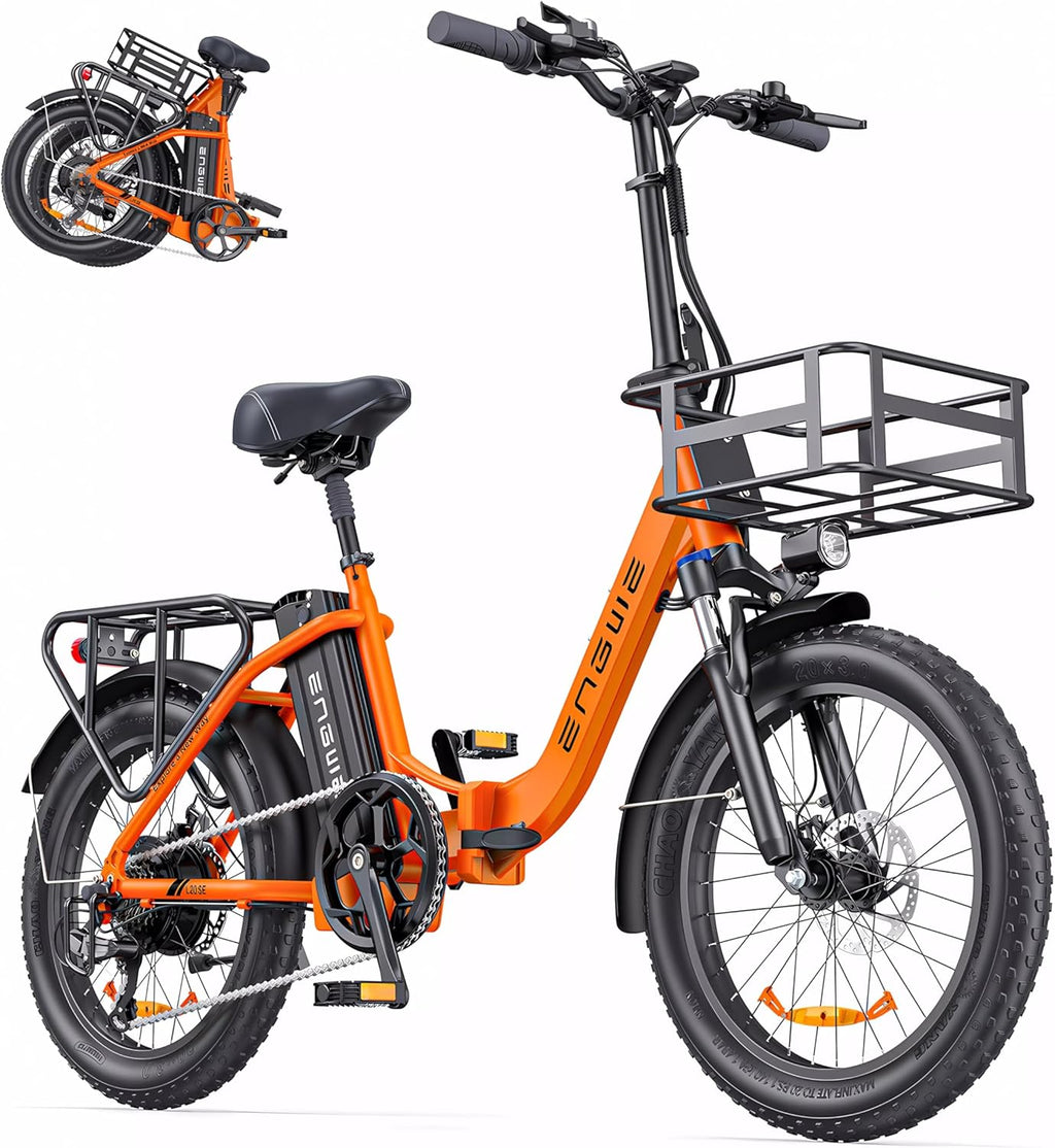 Bicicleta eléctrica plegable ENGWE de 20 pulgadas con batería de 36V 15.6Ah hasta 115KM | con cesta, 20x3.0 pulgadas, motor trasero de 250W, cambio de 7 velocidades, bicicleta eléctrica urbana para mujer y hombre
