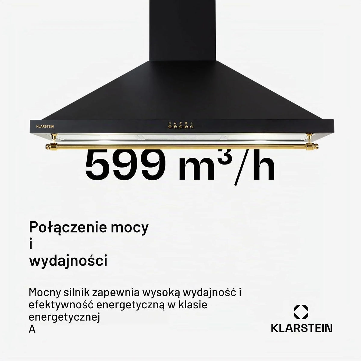 Klarstein Okap kuchenny 90cm, Okap wyciągowy z diodami RGB LED, Wydajny cichy Przepływ 591,5 m³/h, ścienny z aluminiowym filtrem i 3 stopniami mocy, 90 cm