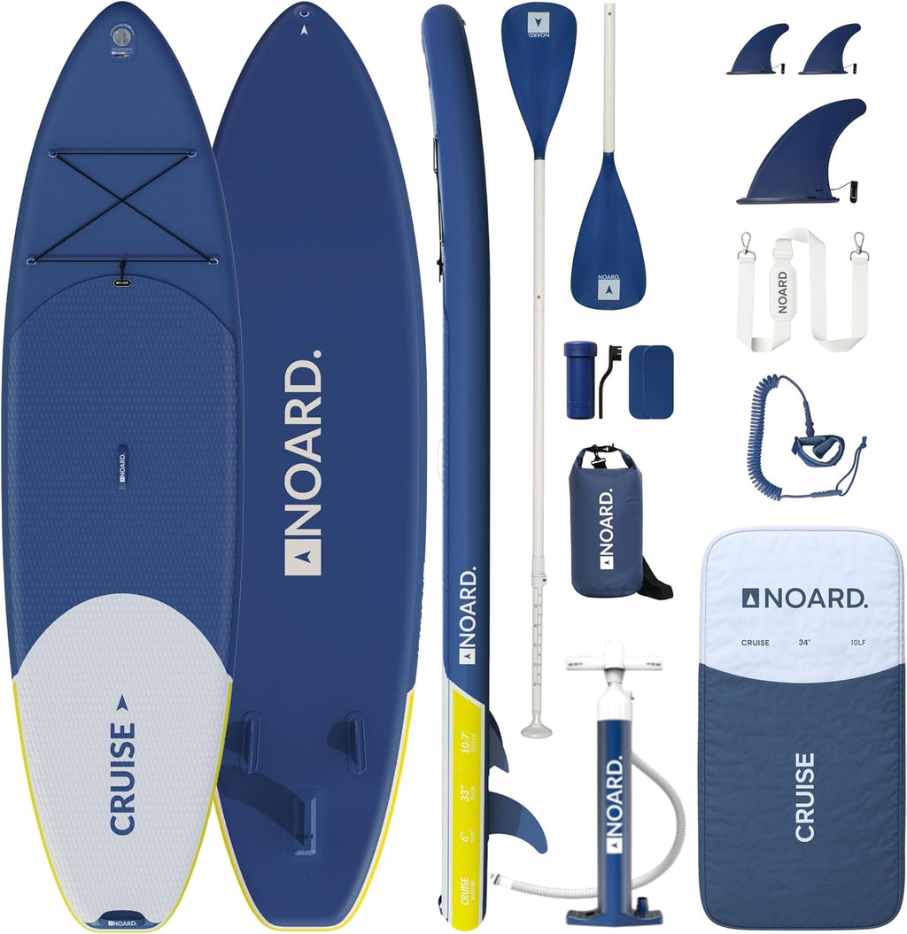 Tabla de paddle surf hinchable NOARD de doble capa con tecnología dropstitch, 326 cm, hasta 140 kg | Set completo que incluye remo, bomba de doble acción, mochila, leash y bolsa estanca