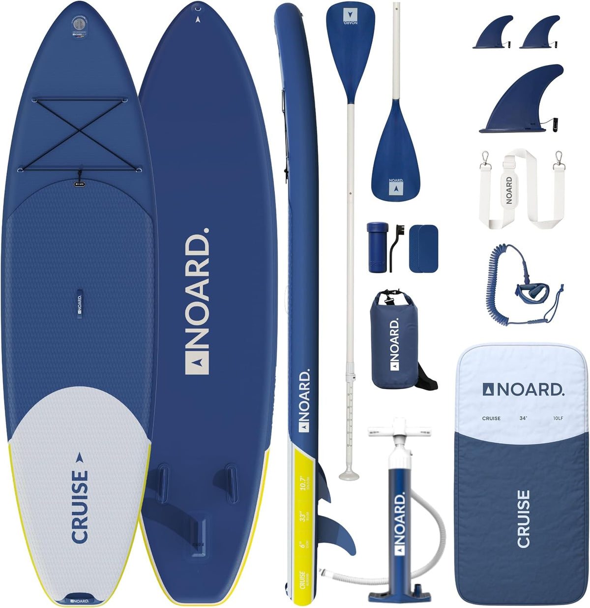 Tabla de paddle surf hinchable NOARD de doble capa con tecnología dropstitch, 326 cm, hasta 140 kg | Set completo que incluye remo, bomba de doble acción, mochila, leash y bolsa estanca