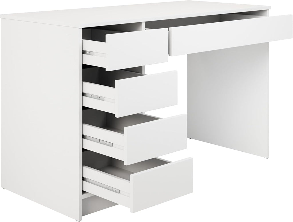 Escritorio Ada de Mirjan24, 5 cajones, escritorio para estudiantes, mesa de ordenador, escritorio infantil, mesa de trabajo, mesa para PC, habitación juvenil, habitación infantil (Nuez Okapi)