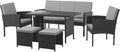 Set de muebles de jardín SVITA Denver de poliratán, grupo de comedor, salón, mesa de comedor, negro