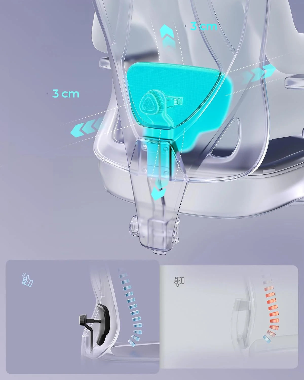 SONGMICS Ergonomiczny fotel biurowy, fotel gamingowy, regulowane podparcie lędźwiowe, zagłówek, podłokietniki, odpowiedni dla osób o różnych gabarytach, nośność do 150 kg, kolor czarny OBN067BH01