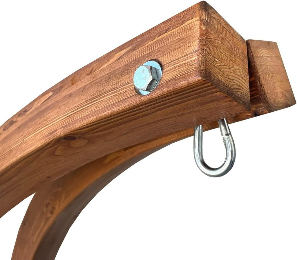 Soporte para silla colgante Lola Mammut de madera de alerce FSC, resistente a la intemperie, independiente, máx. 130 kg, estructura para exteriores e interiores, soporte para hamaca, silla colgante, sillón colgante y cuna con muelles.