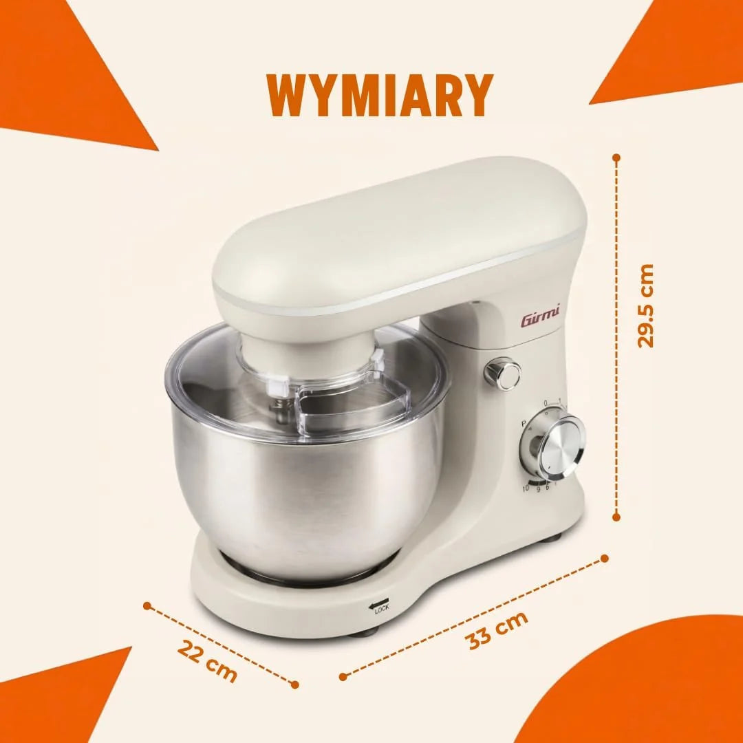 Girmi IM21W Robot planetarny 5 l, 1500 W, 10 prędkości, Gesso