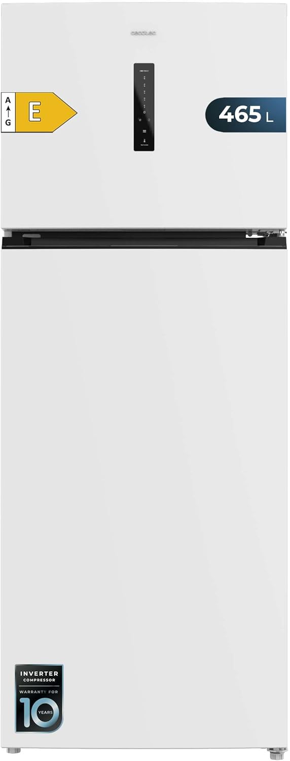 Frigorífico Combi Cecotec Bolero CoolMarket 2D 465 NF White E. Refrigerador 465L, No Frost, pantalla exterior con control electrónico y alarma de apertura