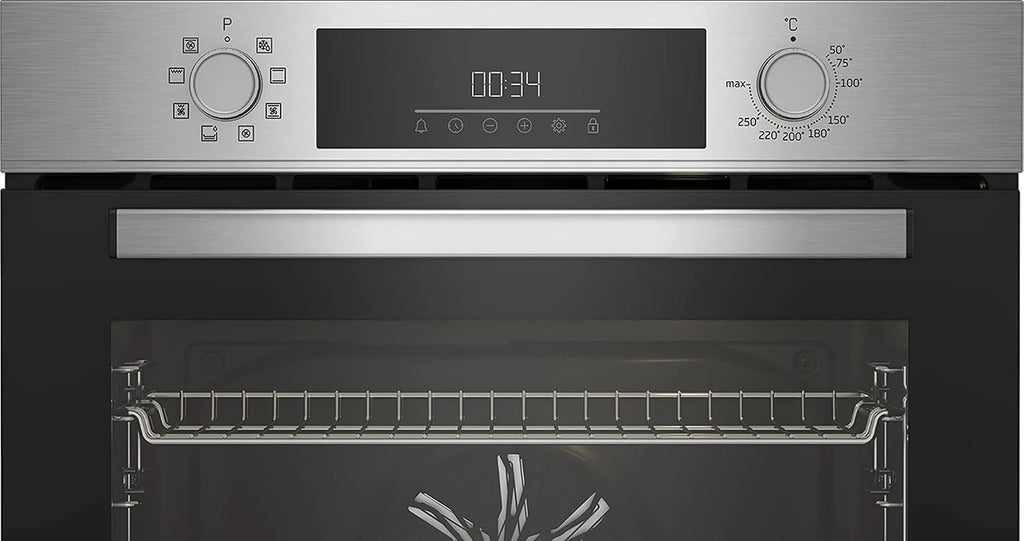 Beko BBIM12300X b300 piekarnik do zabudowy, piekarnik 60 cm, pojemność 72 l, czyszczenie parowe SteamShine, 8 trybów ogrzewania, AeroPerfect do równomiernego pieczenia, kuchenka wielofunkcyjna, stal