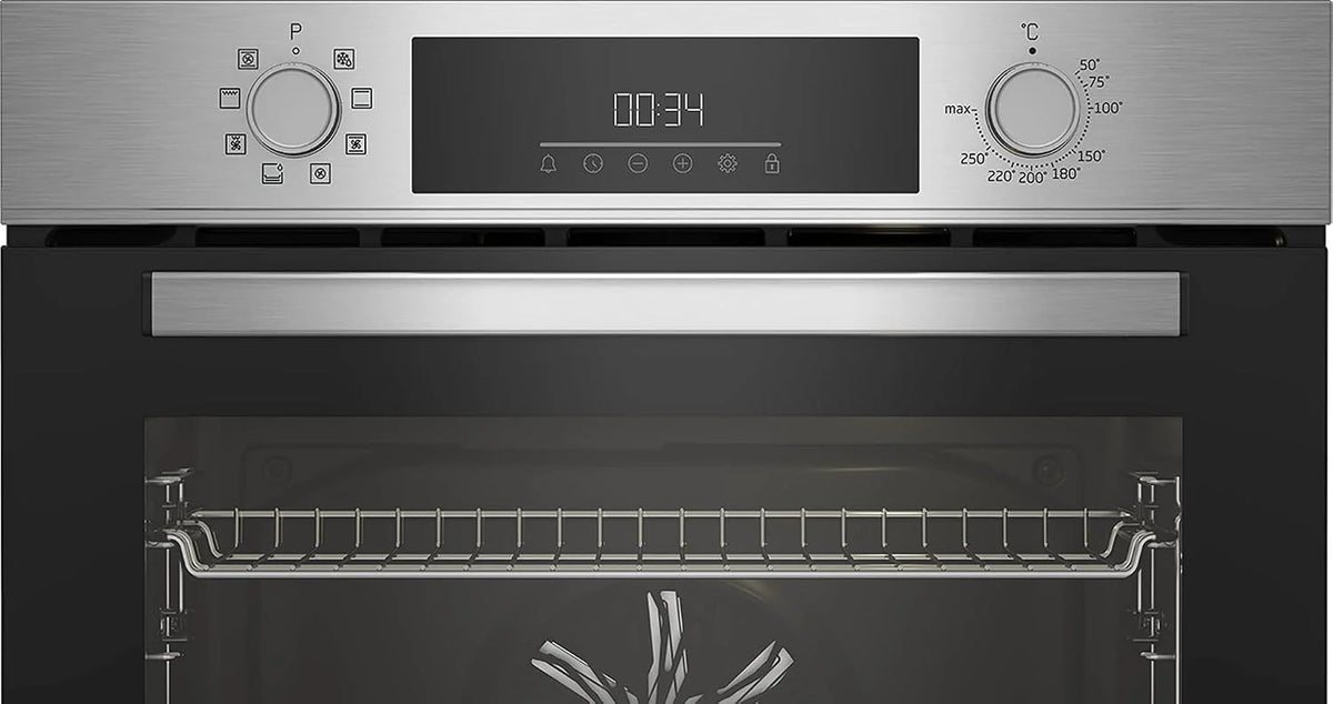 Beko BBIM12300X b300 piekarnik do zabudowy, piekarnik 60 cm, pojemność 72 l, czyszczenie parowe SteamShine, 8 trybów ogrzewania, AeroPerfect do równomiernego pieczenia, kuchenka wielofunkcyjna, stal