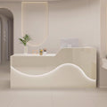 Mostrador de recepción, mostrador para consulta, escritorio de recepción moderno, mesa de recepción de oficina de madera con iluminación suave y relajante (beige, 120 cm)