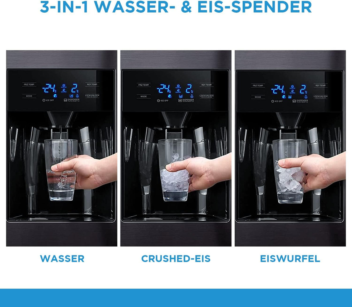 Midea KS-DDX 6.32 WT Frigorífico americano / 178,8 cm de altura / 254 kWh/año / No Frost / Compresor Dual Inverter / con dispensador de agua/hielo 3 en 1 y depósito de agua, Dark Inox