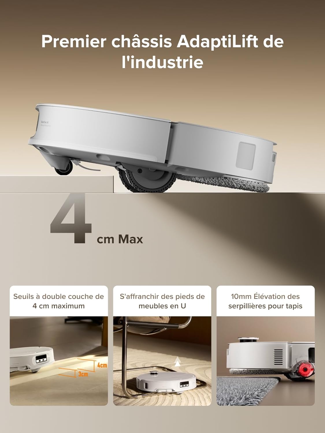 Roborock Qrevo CurvX Robot Aspirador y Fregasuelos 22 000 Pa, Cepillo y Mopa FlexiArm, Anti-enredos, Chasis AdaptiLift, Estación Multifuncional 3.0 Thermo+, Control por Voz, 7,98 cm de altura