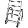 Escalera de piscina de acero inoxidable plegable de 4 peldaños, extensible, altura de piscina de 120-150 cm, peldaños antideslizantes, pasamanos, capacidad de carga de 220 kg