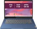 Lenovo IdeaPad Slim 3 Chrome 14M868 - Ordenador portátil 14'' FHD (MediaTek Kompanio 520, RAM 8GB, SSD 128GB, GPU Arm Mali-G52 2EE MC2, Chrome OS) Teclado AZERTY francés - Azul
