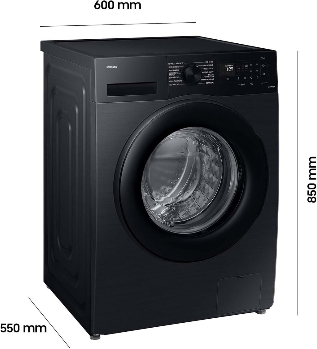 Lavadora Samsung, 9 kg, 1400 rpm, clase energética A, programa de microplásticos, Ecobubble, 14 programas, WiFi SmartControl, negro, WW90CGC04AABEG
