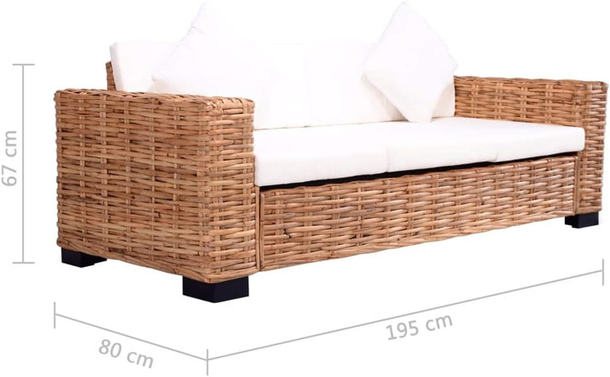 Sofá de jardín de 3 plazas de ratán Festnight, sofá de balcón, sofá pequeño para balcón, salón de jardín, sofá de ratán, sofá de salón, muebles de balcón para exterior, conjunto de muebles de jardín de poliratán