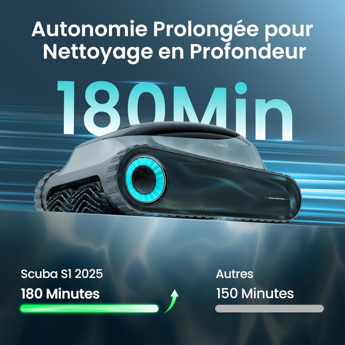 Aiper Scuba S1 (Versión 2025) Robot limpiafondos para paredes y línea de flotación, aspirador de piscina con 180 min de autonomía, filtración ultrafina, navegación inteligente y control por app