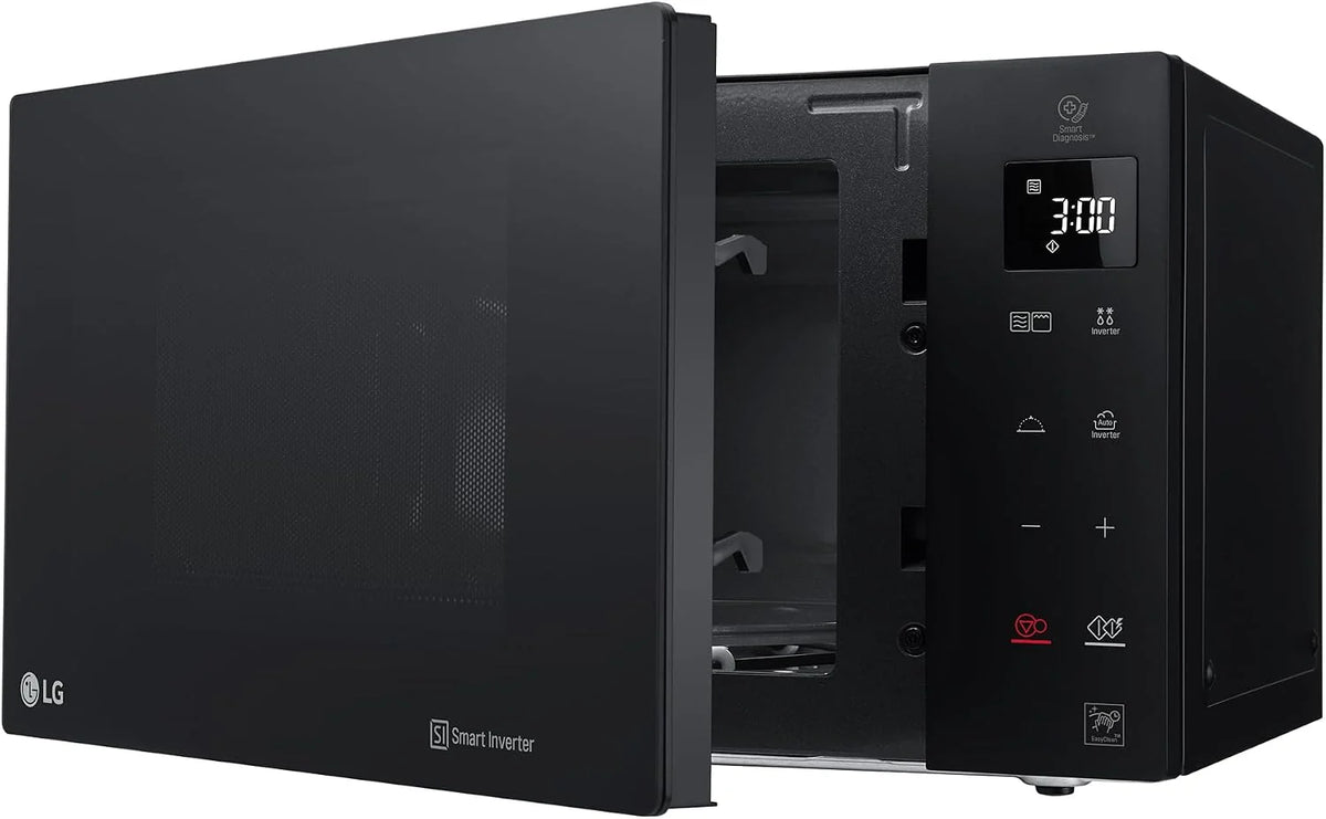 LG MH6535GDS Kuchenka mikrofalowa z grillem i inteligentnym falownikiem, 25 l, 1000 W, grill 900 W, automatyczne programy, Easy Clean, czarna