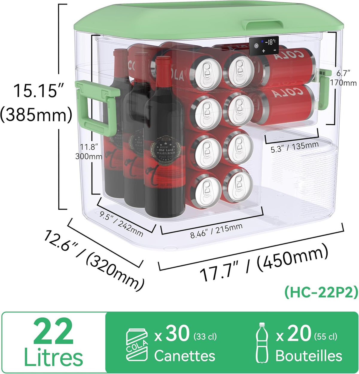 BINGI Nevera Eléctrica de Compresión para Coche de 22L con Enfriamiento Rápido - Refrigerador Portátil hasta -18°C, 12V/24V/220V, para Autocaravana, Furgoneta, Camión, Barco, Coche, Hogar, Camping