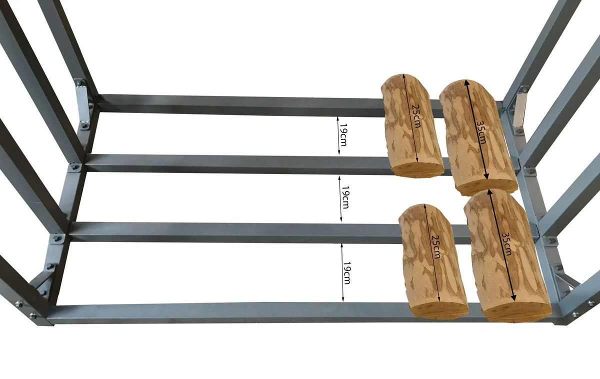 Estantería de metal para leña de exterior 185x70x185 cm Pro, perfil de acero de 40 mm, antracita, resistente a la intemperie, XXL 2,3 m³, soporte para apilado