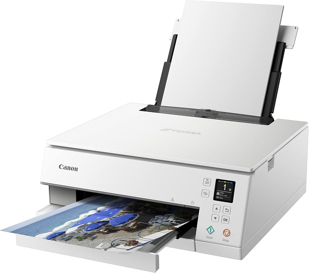 Impresora multifunción de inyección de tinta a color Canon PIXMA TS6350a DIN A4 (impresora fotográfica, escáner, copiadora, OLED, 4.800x1.200 ppp, USB, WLAN, 5 tintas independientes, impresión a doble cara, 2 bandejas de papel), negro