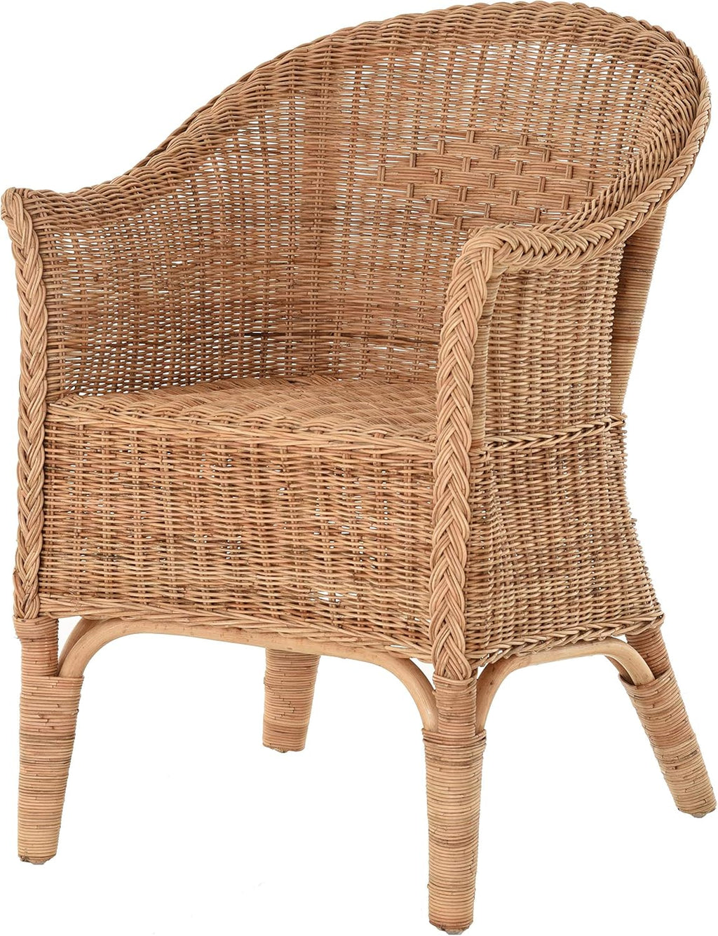 Sillón de ratán natural / Silla de comedor, sillón de mimbre / Muebles de ratán, sillón de ratán, silla de ratán con reposabrazos, sillón lounge, silla de tejido (natural)