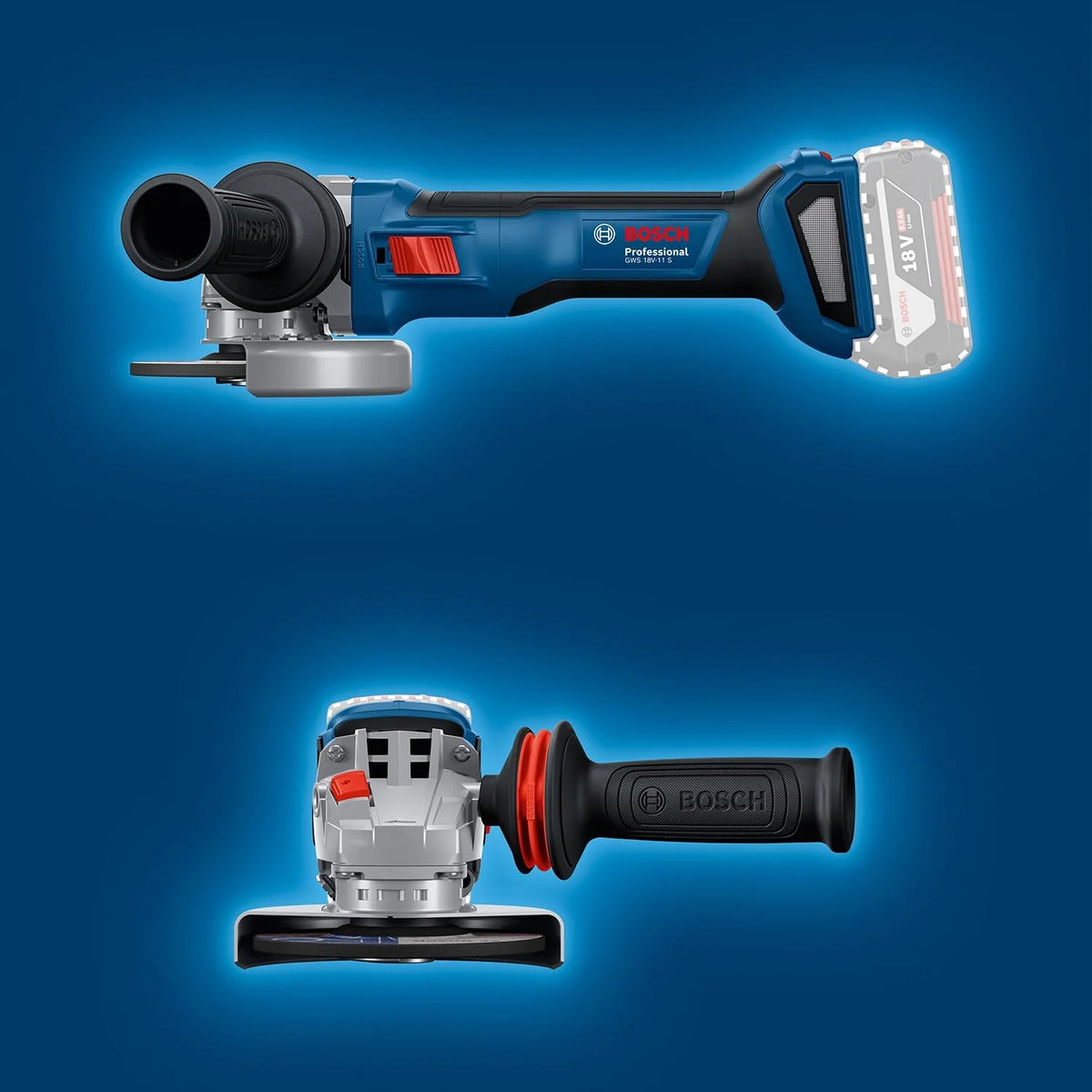 Bosch Professional 18 V firmy Bosch: akumulatorowa szlifierka kątowa GWS 18V-11 S (Ø tarczy 125 mm)