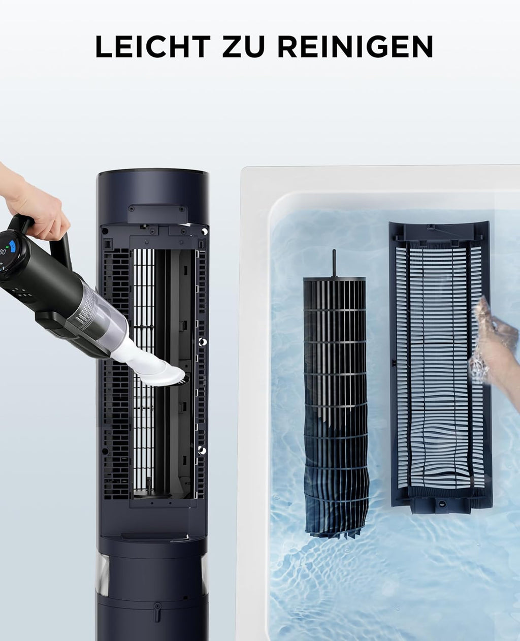 Enfriador de aire Midea Sensicool con refrigeración por agua de 7L | Aire acondicionado portátil sin tubo de escape | Ventilador con refrigeración por agua | Enfriador evaporativo de 2000 m³/h, 6 velocidades, pantalla táctil (azul)