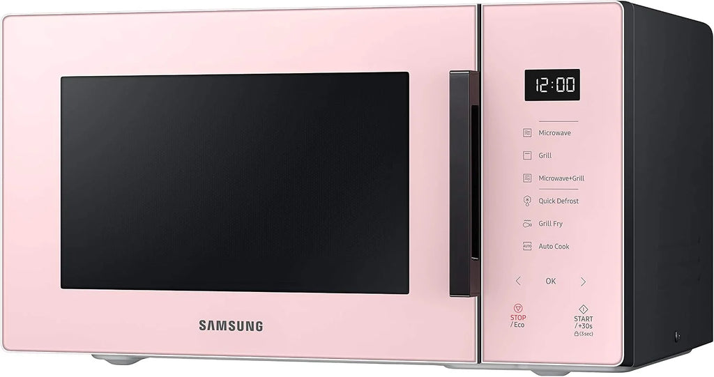 Samsung MG23T5018CP Kuchenka mikrofalowa, 23 l, 1100 W, Air Fry, ze złotniczą tacą, designerskie szkło, puder