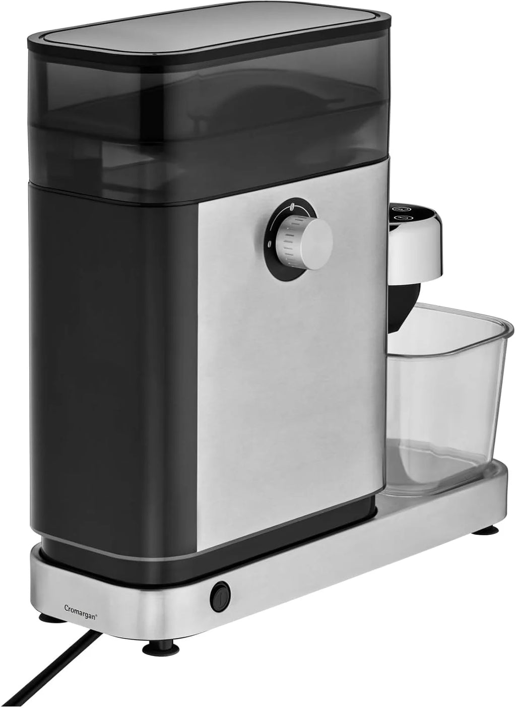 WMF Lumero elektryczny młynek do espresso 150 W, przyciski dotykowe LED, 40 stopni mielenia, pojemnik na kawę, stal nierdzewna Cromargan matowa