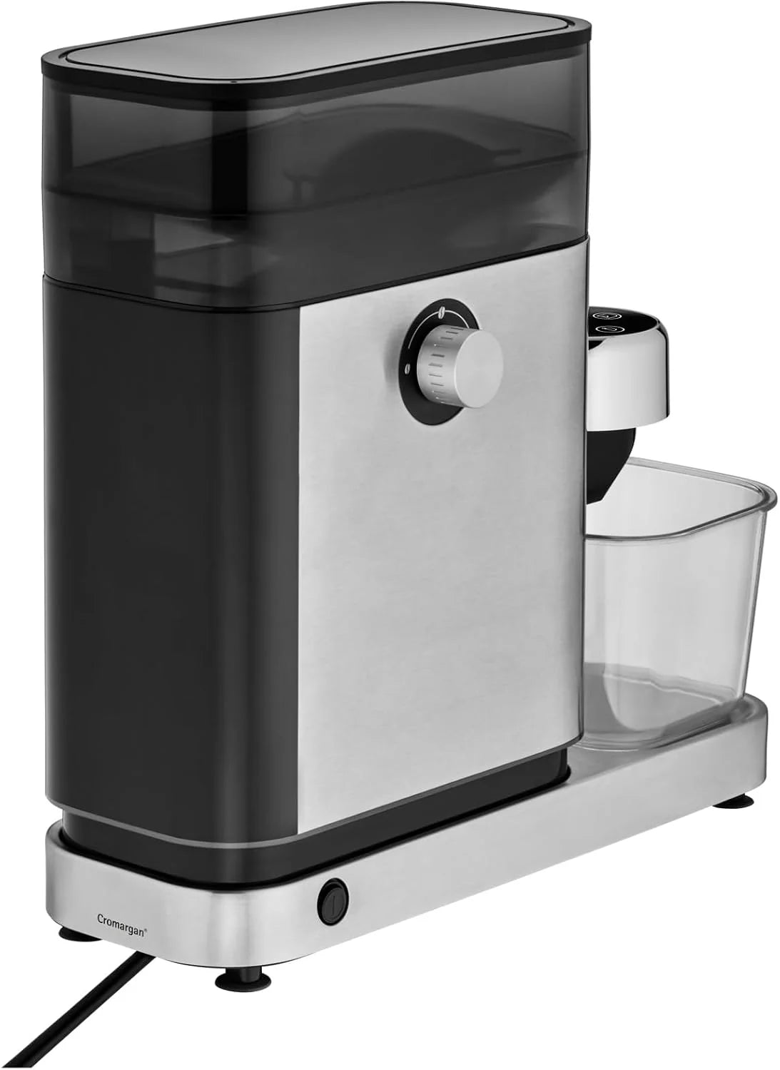 WMF Lumero elektryczny młynek do espresso 150 W, przyciski dotykowe LED, 40 stopni mielenia, pojemnik na kawę, stal nierdzewna Cromargan matowa