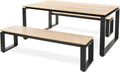 Muebles de jardín di volio Trento, conjunto de muebles de jardín: mesa de comedor espaciosa y 2 bancos de jardín, fabricados con materiales resistentes a la intemperie, para jardín y terraza