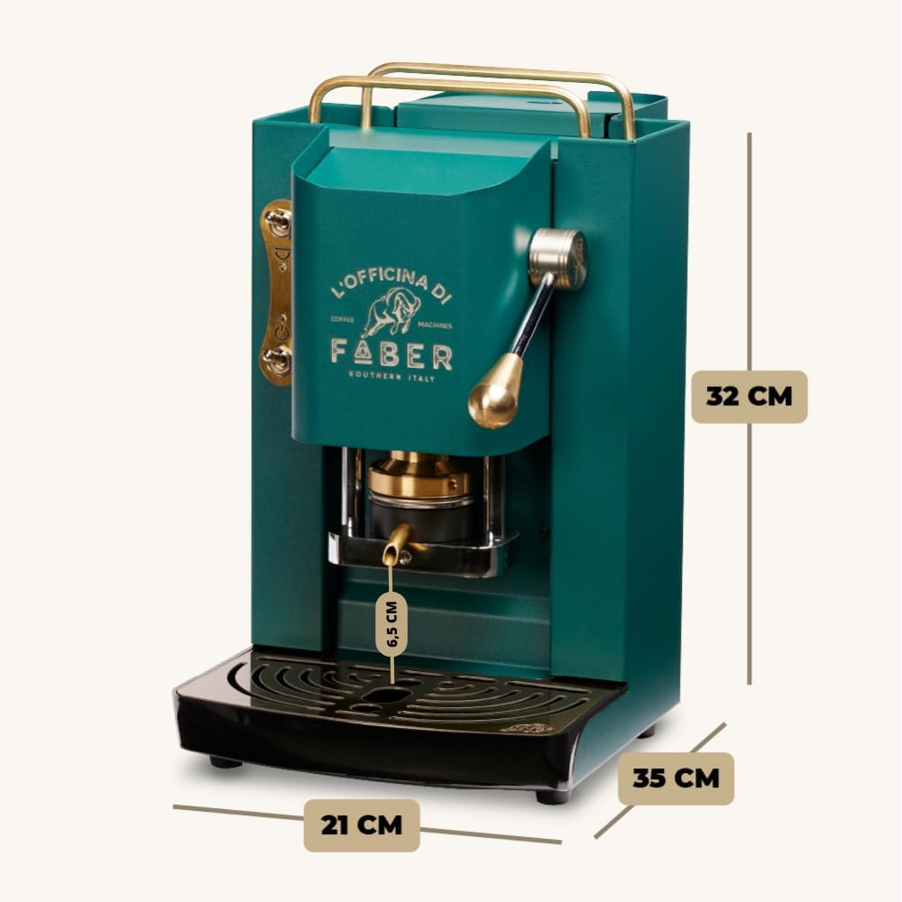 Cafetera Faber PRO Total Deluxe de latón, papel ESE de 44 mm, 1,3 litros, (blanco)