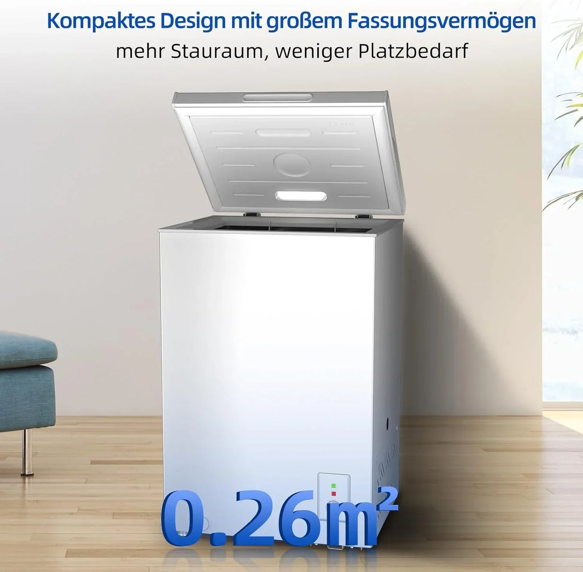 Congelador horizontal FCF98DE 99 L con función de congelación rápida, iluminación LED, 39 dB, 4 estrellas, independiente
