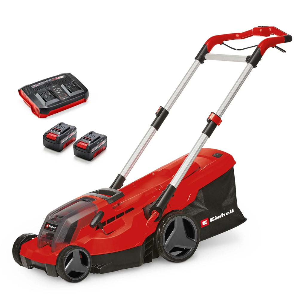 Cortacésped inalámbrico GP-CM 36/450 36 V, ancho de corte 38 cm, sin escobillas, cesta colectora de 45 l, 2 baterías de 4,0 Ah, cargador doble