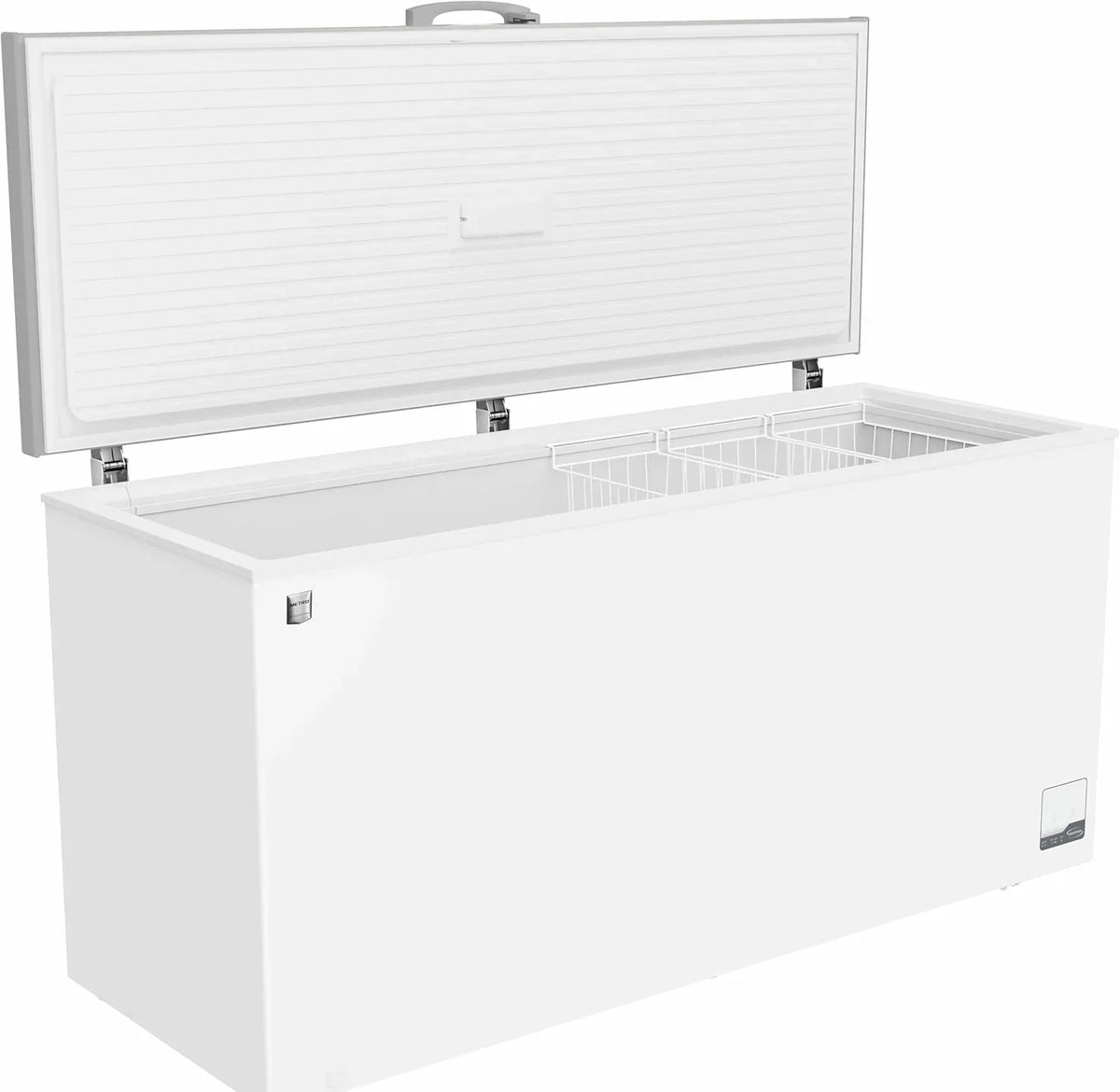 METRO Professional Congelador horizontal GHF2700S, 188 x 73,5 x 94,5 cm, 700 L, 125 W, 3 cestas, iluminación LED, 6 ruedas, con cerradura, blanco/gris