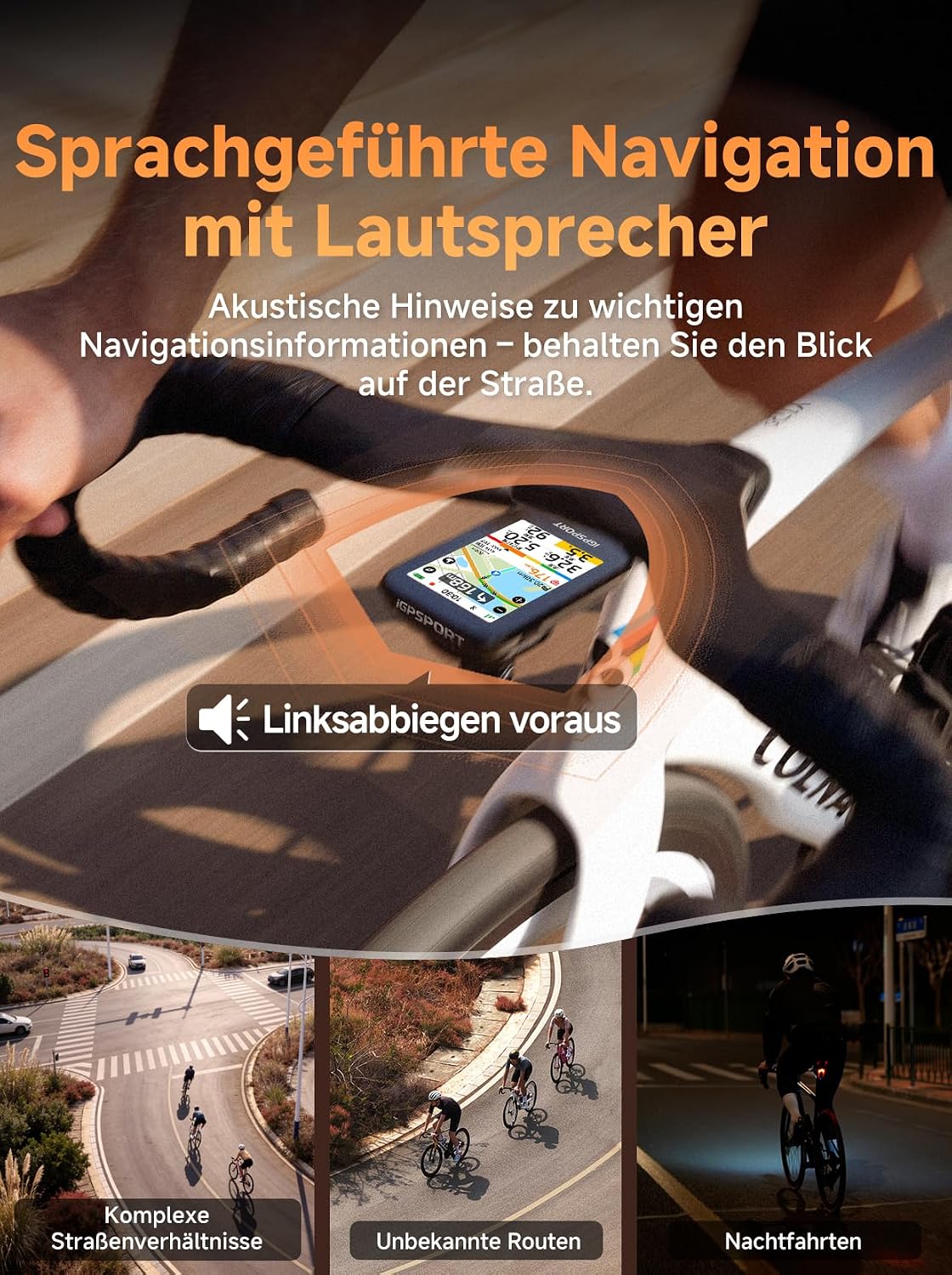 Ciclocomputador BSC500 con navegación GPS, pantalla a color de 3,3 pulgadas, pantalla táctil, IPX7, ANT+, Bluetooth, modo bicicleta eléctrica y función de mapas