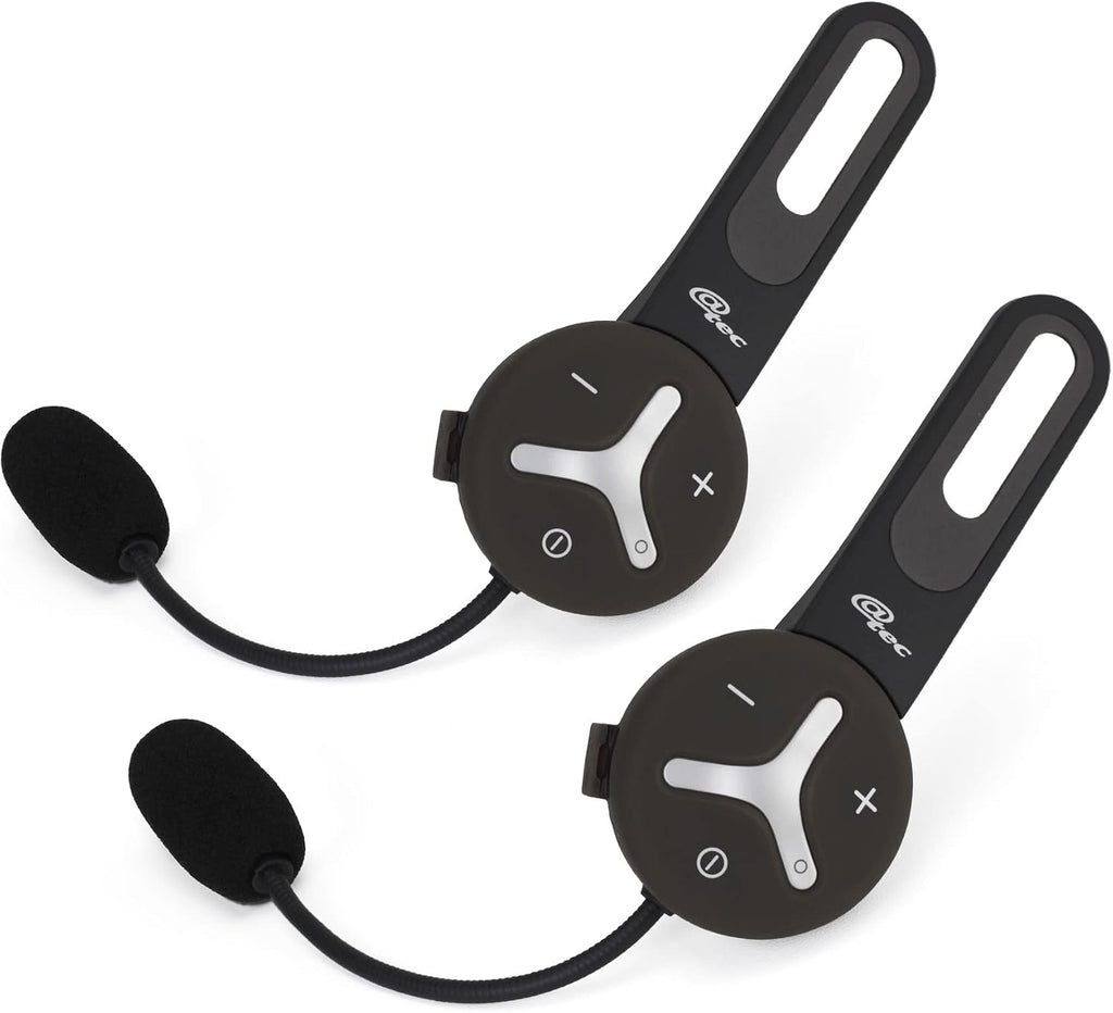 @tec BuddyChat Duo, intercomunicador para auriculares, set de 2 unidades, sistema de intercomunicación Bluetooth 3.0, alcance de hasta 1 km, cancelación de ruido DSP, resistente al agua y al polvo