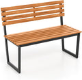 COSTWAY Gartenbank Holz, Holzbank wetterfest, 2-Sitzer Sitzbank aus Akazienholz, Balkonbank mit Metallrahmen, Terrassenbank bis 360 kg belastbar, Parkbank für Garten, Balkon, Terrasse