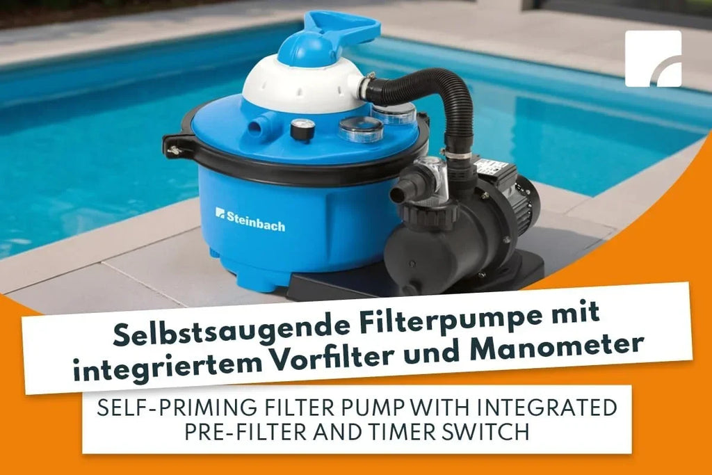 Sistema de filtración para piscinas Comfort 50 040200Y, bomba de filtrado autoaspirante de 6,6 m³/h para piscinas de hasta 33.000 l, con prefiltro y manómetro