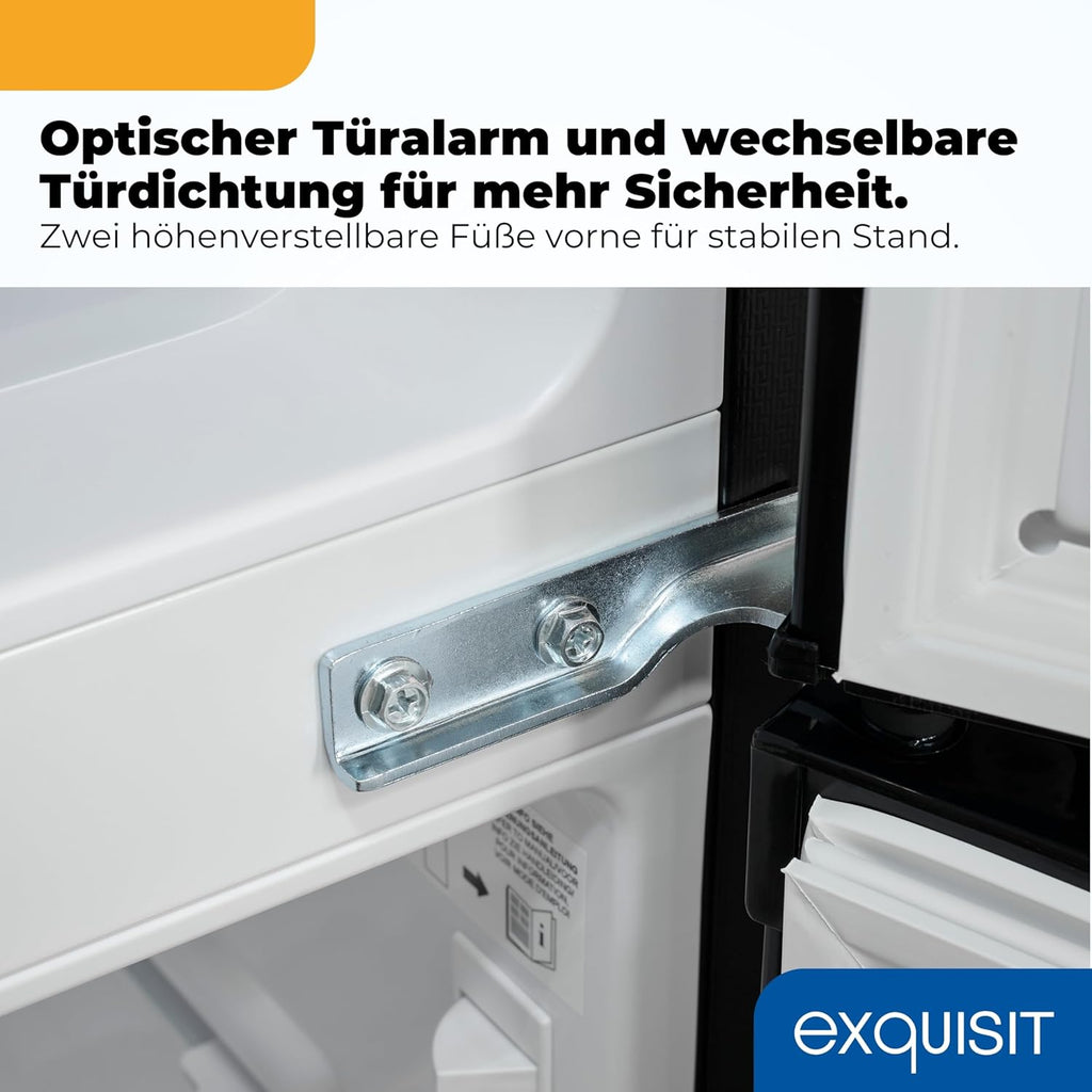 Frigorífico combi Exquisit | 85 l de capacidad útil, clase energética E, 40 dB(A) | diseño compacto, congelador de 4 estrellas, iluminación LED, control electrónico de temperatura | KGC590-30-E-040E negro