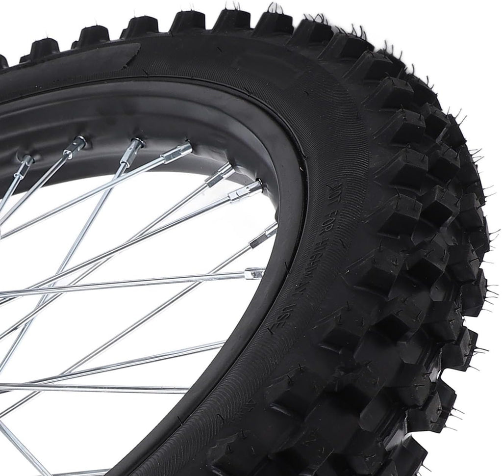 HUIOP Conjunto de llanta y neumático de rueda delantera de 17 pulgadas, cámara de aire 70/100-17 2.75-17, de 12 mm con rotor de freno para Dirt Pit Bike, optimizando el rendimiento con